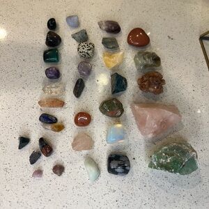 Assorted Crystal Collection- with triangle display, oil and incense